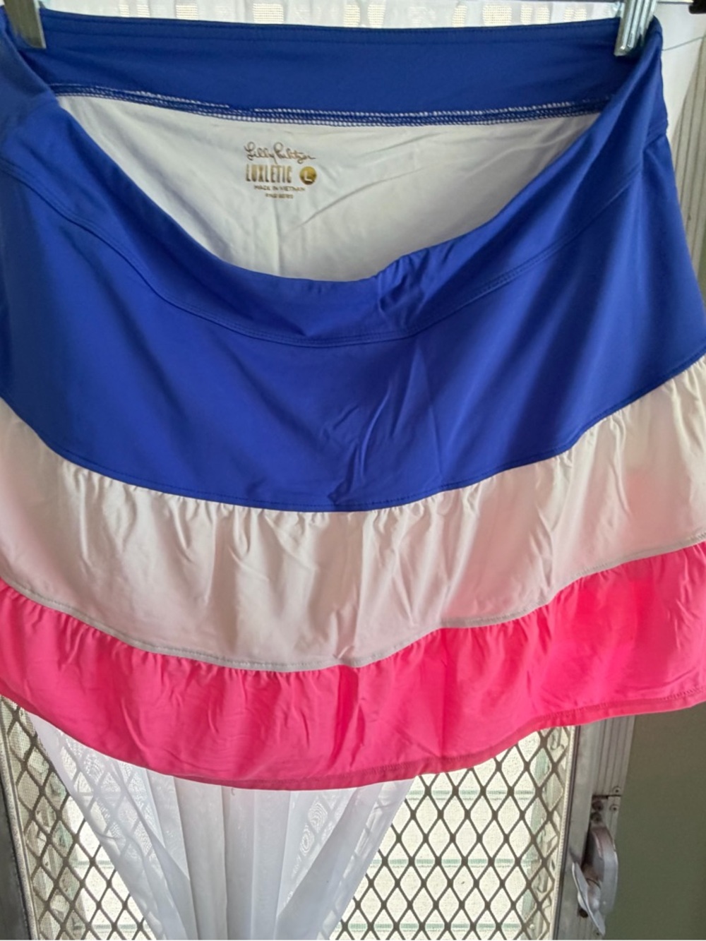Lilly Pulitzer Blue, White & Pink Tiered Athletic Skort